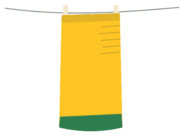 A gold cape hanging on a clothesline